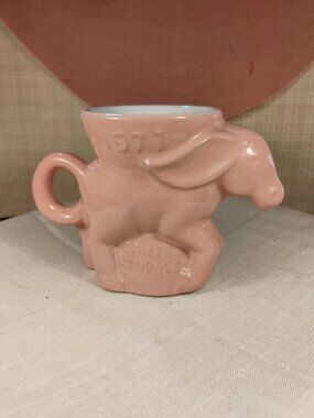 Frankoma 1977 DEM Donkey Mug Rose Carter Mondale